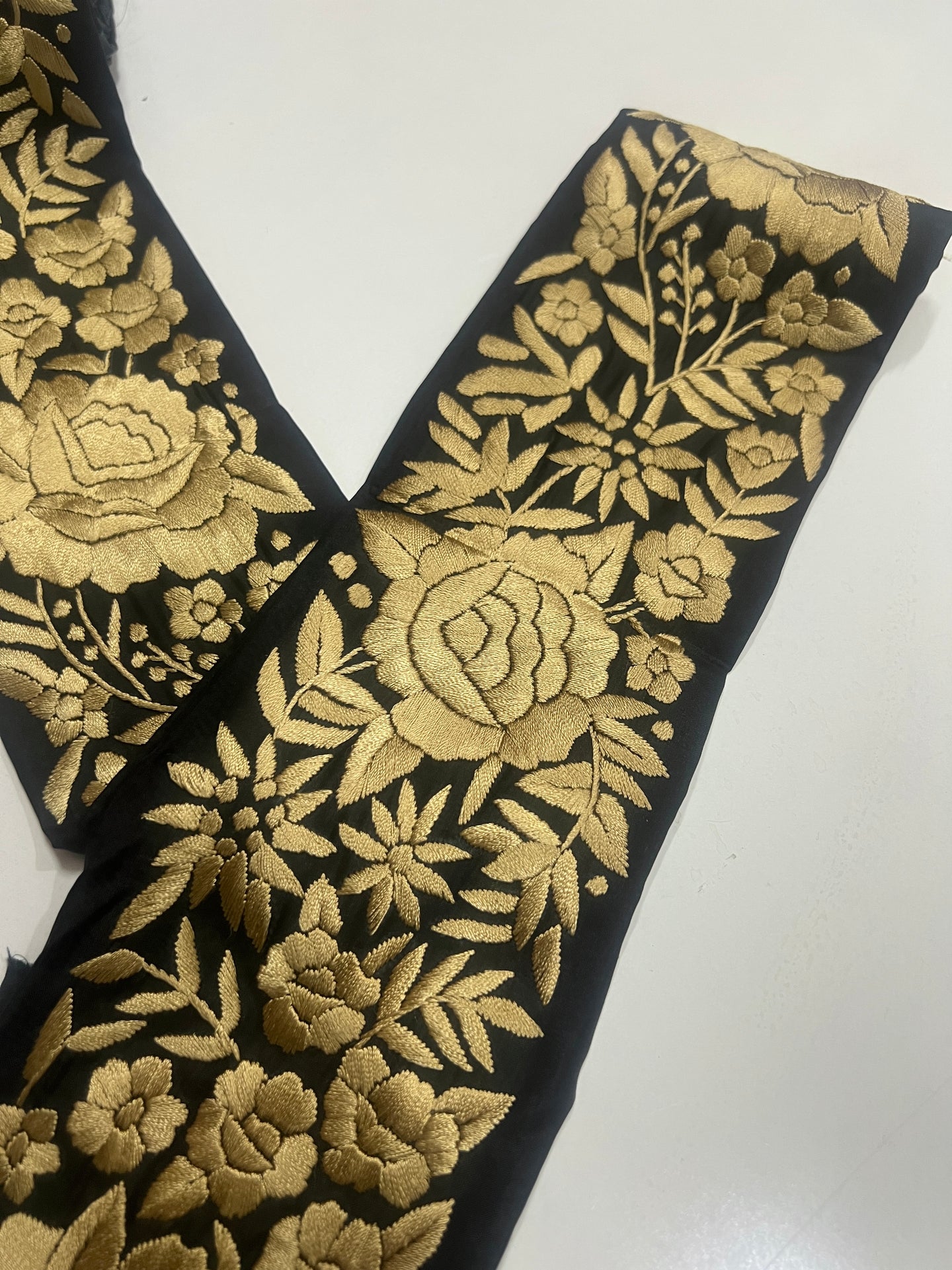 Black hand embroidered parsi gara border